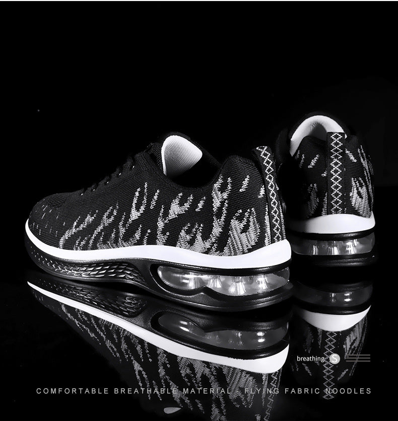New Sports Shoes Four Seasons Casual Flyknit Breathable Cushion Running Shoes for Teenagers Ultra-light Shock-absorbing Trendy Men's Shoes