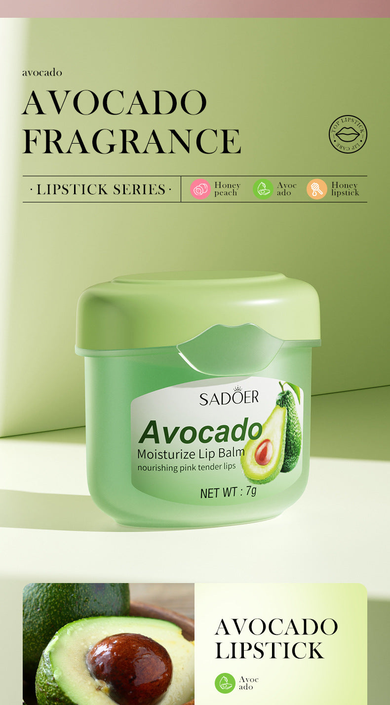 Full English Lip Balm SADOER Honey Hydrating Avocado Anti-Dry Crack Peach Lip Mask  Wholesale