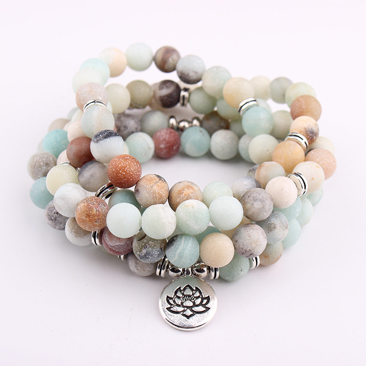 108Pink Quartz Bracelet Lotus Pendant Necklace Bracelet Buddhist Bead Necklace Factory Direct Sale