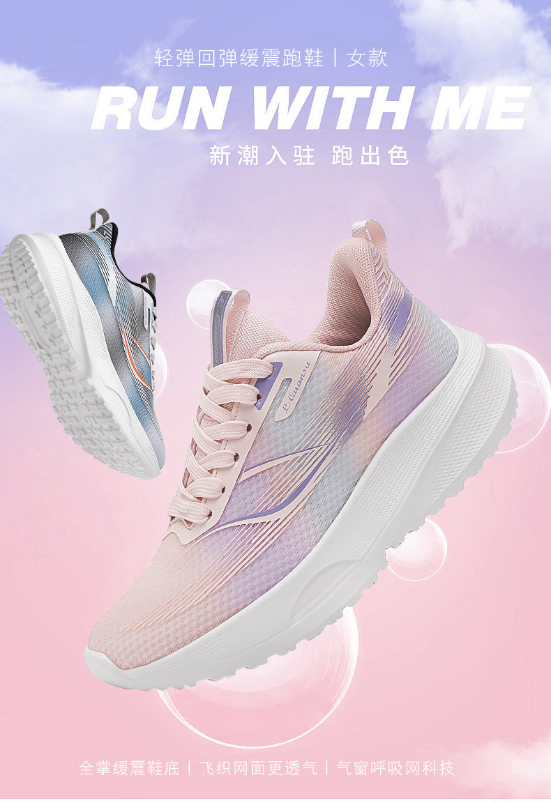 Autumn Women's Shock Absorption Lightweight Running Shoes Mesh Breathable Casual Shoes Non-Slip Popcorn Soft Sole Women's Breathable Comfortable