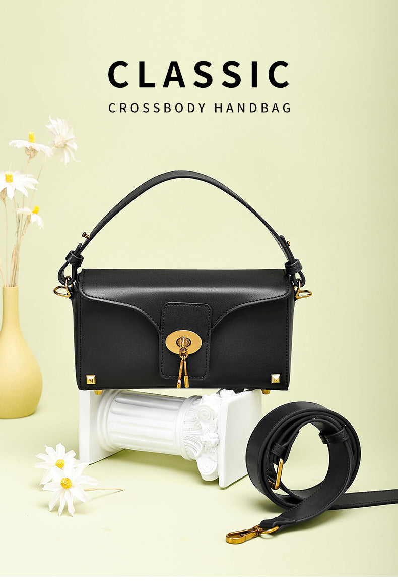 European and American Women's Bag High-End Light Luxury Handbag Niche Versatile Fashion Genuine Leather Crossbody Bag Single Shoulder Underarm Bag for Women