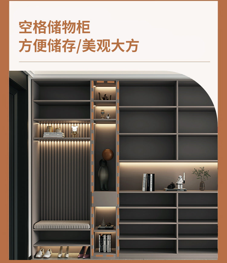 Solid Wood Entryway Shoe Cabinet Home Integrated Cabinet Top-to-Top Cream Style Simple Integrated Partition Large Capacity Doorway Shoe Cabinet