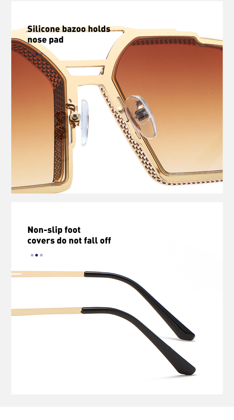 Vintage Steampunk Sunglasses for Men Metal Hollow Square Frame Sunglasses Men's Trendy Glasses sunglasses