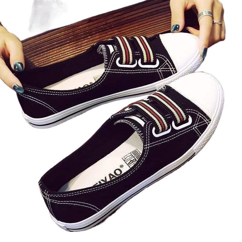 Shallow Canvas Shoes for Women Slip-On Shoes Women's Shoes Slip-On Flat Casual Korean Style Soft Sole Thin Non-Slip Cloth Shoes