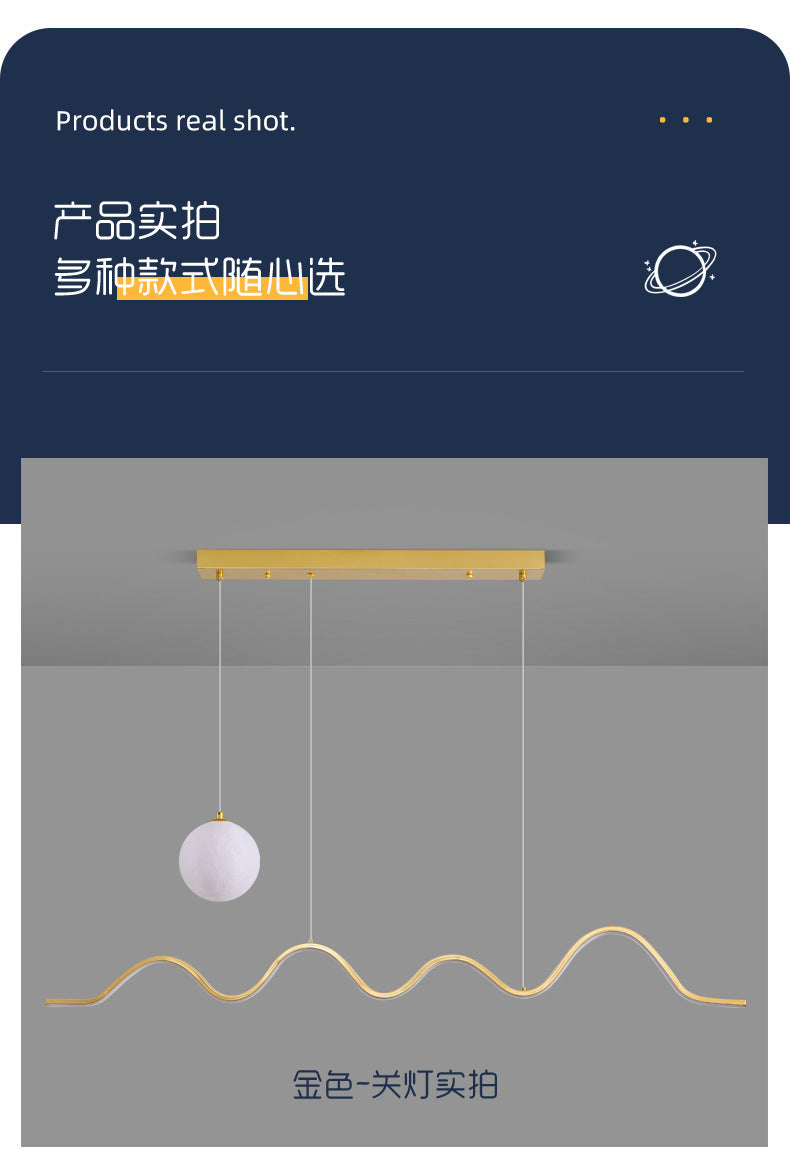 Restaurant Chandelier Light Luxury Dining Room Dining Table Bar Modern Minimalist Moon Lamp Minimalist Long Strip Guangdong Zhongshan Factory