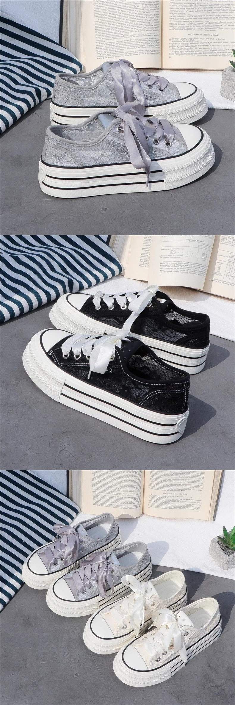 Women's White Sneakers with Breathable Mesh and Hollow Design2025Summer Versatile New Thick-Soled Casual Canvas Shoes ins