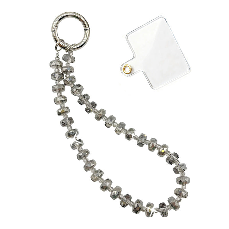 Car Wheel Crystal Pendant Simple Handheld Chain Keychain Handmade Beaded Short Wrist Strap Lanyard Phone Chain