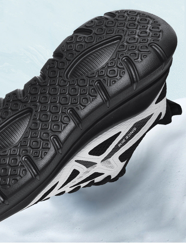 New Thick-Soled Racing Sports Shoes for Middle School Students, High Elastic Running Shoes for Men and Women, Breathable Flyknit Mesh Shoes for Couples