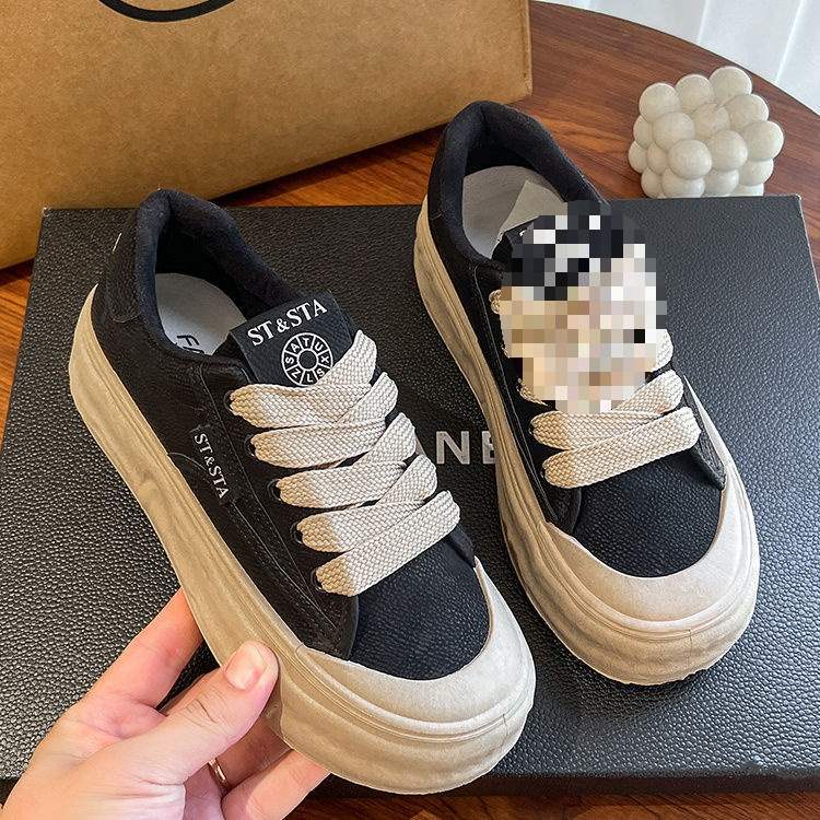 Women's White Sneakers2025New Spring and Autumn Trendy Casual Versatile Platform Thick-Soled Loafers