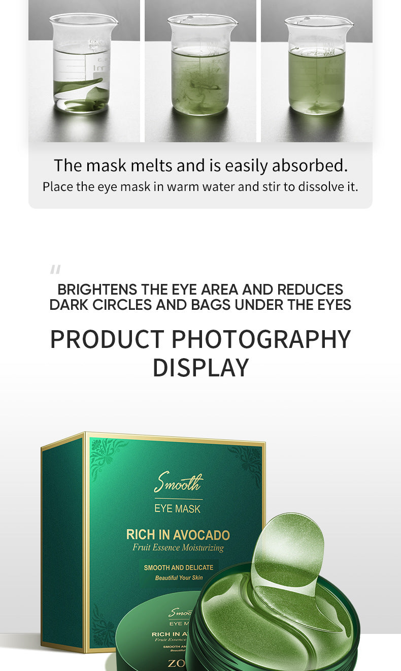Full English Eye Mask ZOZU Golden Avocado Moisturizing and Hydrating   foreign trade skincare products live wholesale