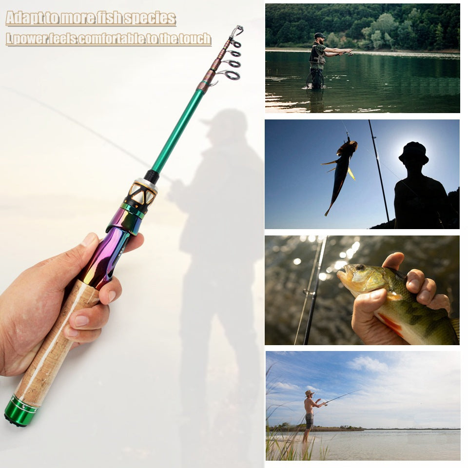 Ultra-short Carbon Fiber Shrink UL Portable Lure Rod Electroplated Telescopic Stream Lure Rod
