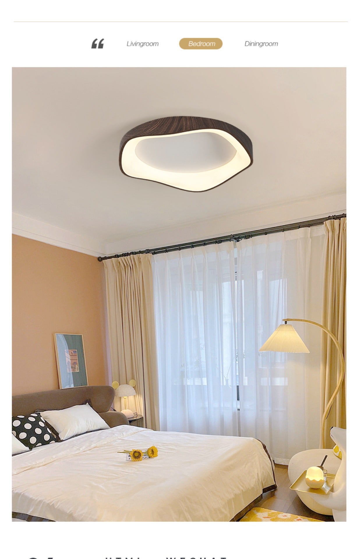 Modern Minimalist Nordic Light Luxury Bedroom Lamp Japanese Style Solid Wood Room Lamp Wabi-Sabi Style High-End Personality Ceiling Lamp