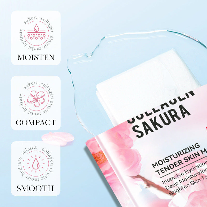 Sakura Mask Box SADOER Collagen Moisturizing Rejuvenating Hydrating Mask Cross-Border Wholesale