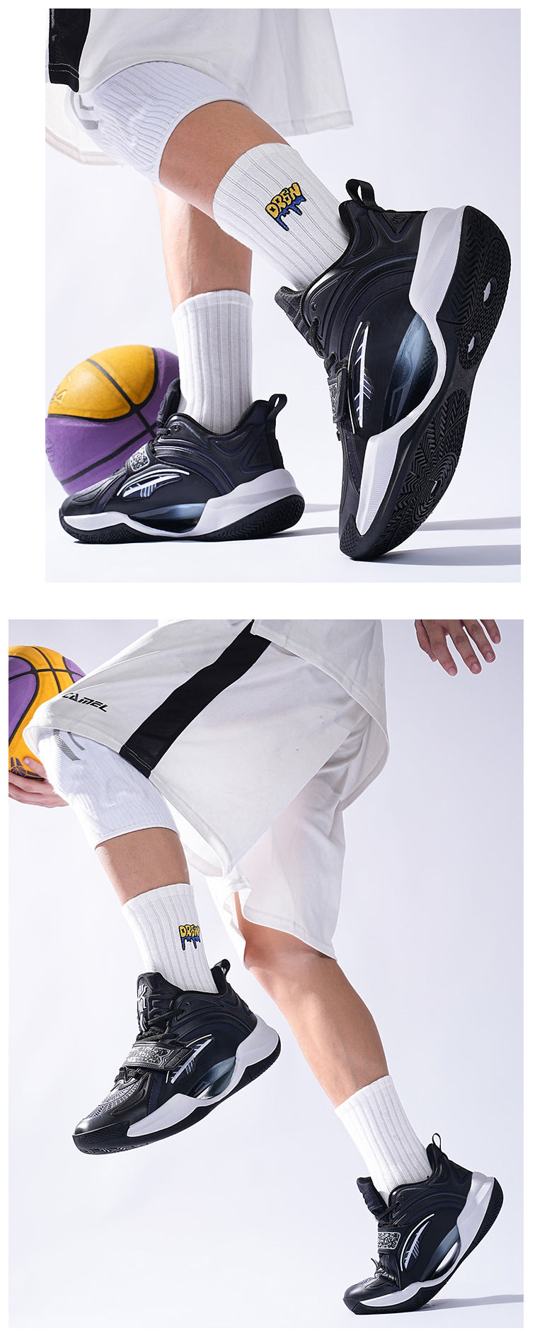 Summer Trendy Fashion Breathable Comfortable Sports Men's Shoes Youth High Elastic Practical Wear-resistant Rubber Sole Basketball Shoes