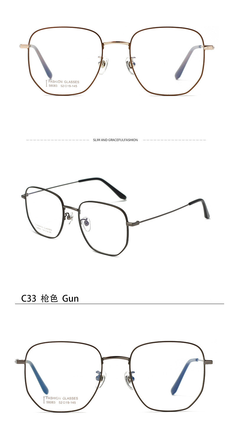 New Frame Retro Fashion Metal Glasses Frame Polygonal Unisex Glasses Light Luxury Prescription Glasses Light Luxury Style