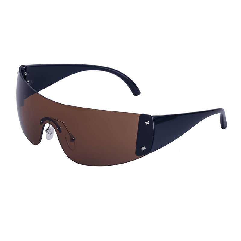 Women's trendy high-end windproof sunglasses Y2K Millennium Frameless Cycling Anti-UV Sunglasses Women's Wholesale