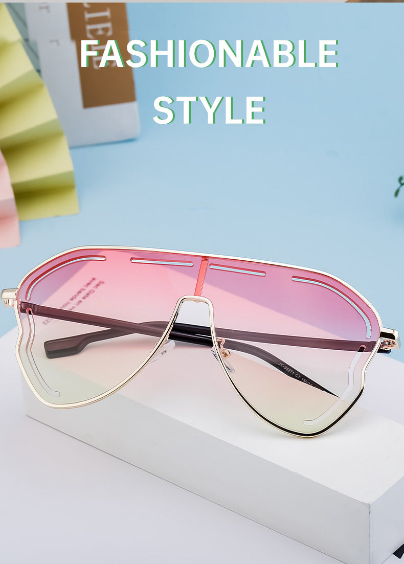 European and American Fashion Large Frame Sunglasses for Women, High-End Unique One-Piece Sunglasses, Trendy Wholesale sunglasses