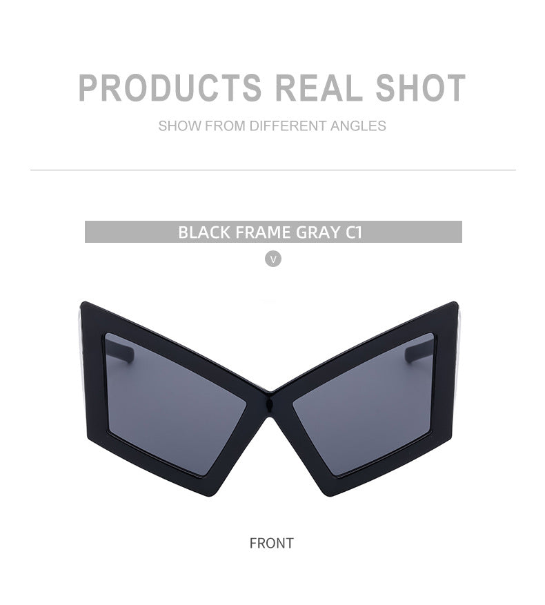 New arrivalStylish large frame cat eye sunglasses European and American Style Personality Hip-Hop Internet Celebrity Beach Party Sunglasses