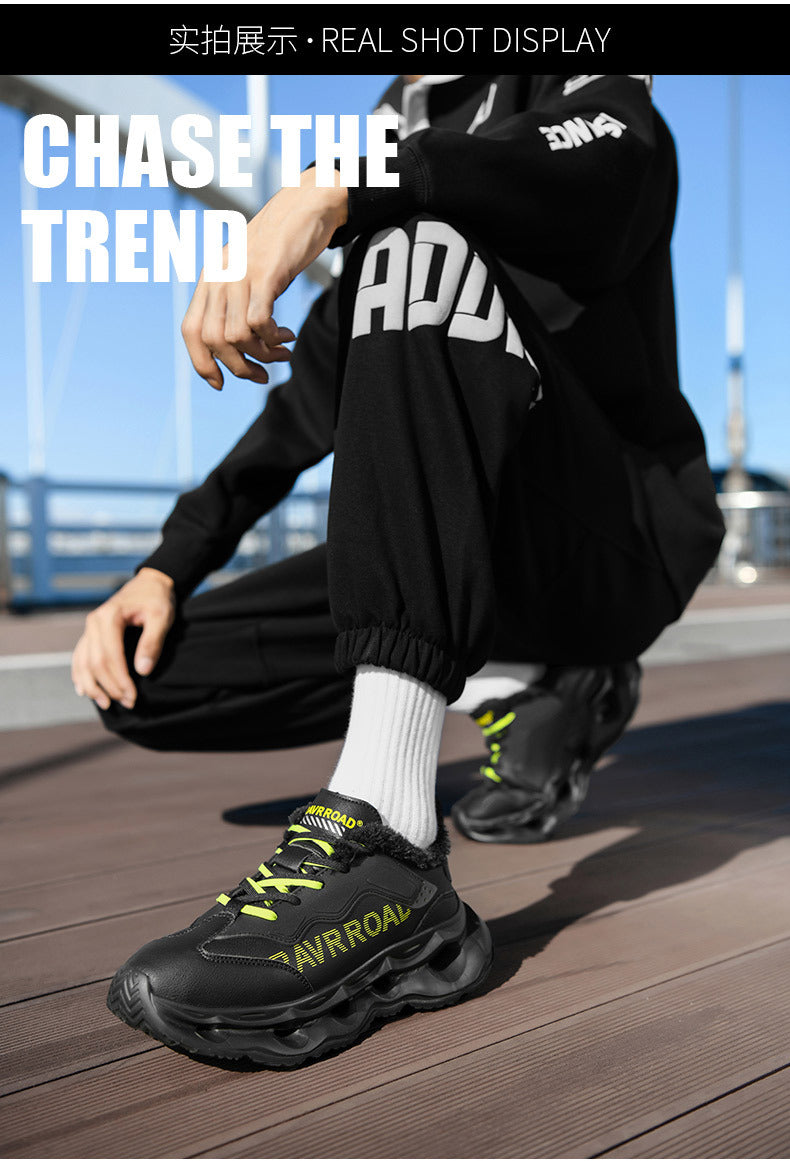 Winter New Ultra-fiber Leather Waterproof Fashion Casual Sports Shoes with Fleece Lining Warm Men's Shoes Non-slip Wear-resistant Running Shoes