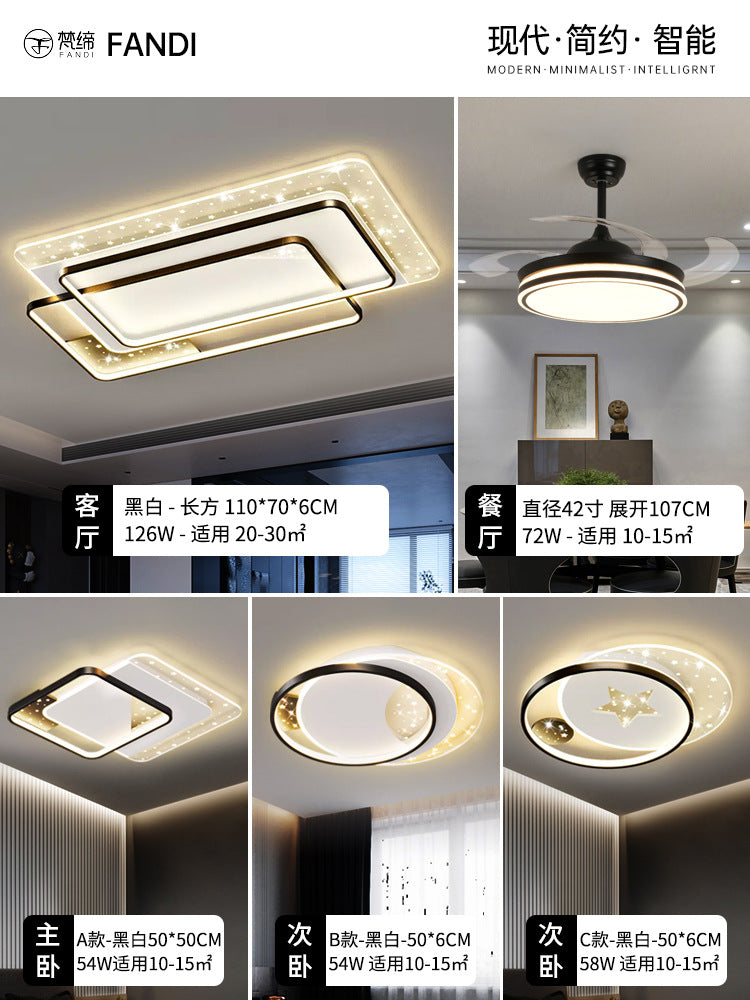LED Light Luxury Living Room Main Light Starry Sky Restaurant Chandelier Modern Simple Nordic Bedroom Ceiling Light Full House Package