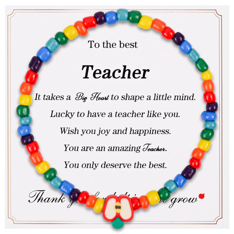 Teacher's Day Heartwarming Bracelet Niche High-end Gift teacher Card Bead Apple Thank You Teacher Bracelet