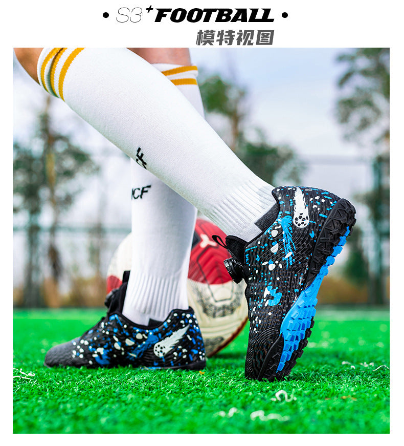 Rotating Button New Children's Soccer Shoes Girls' Spike Training Shoes Girls' Elementary School Sneakers Sports Shoes