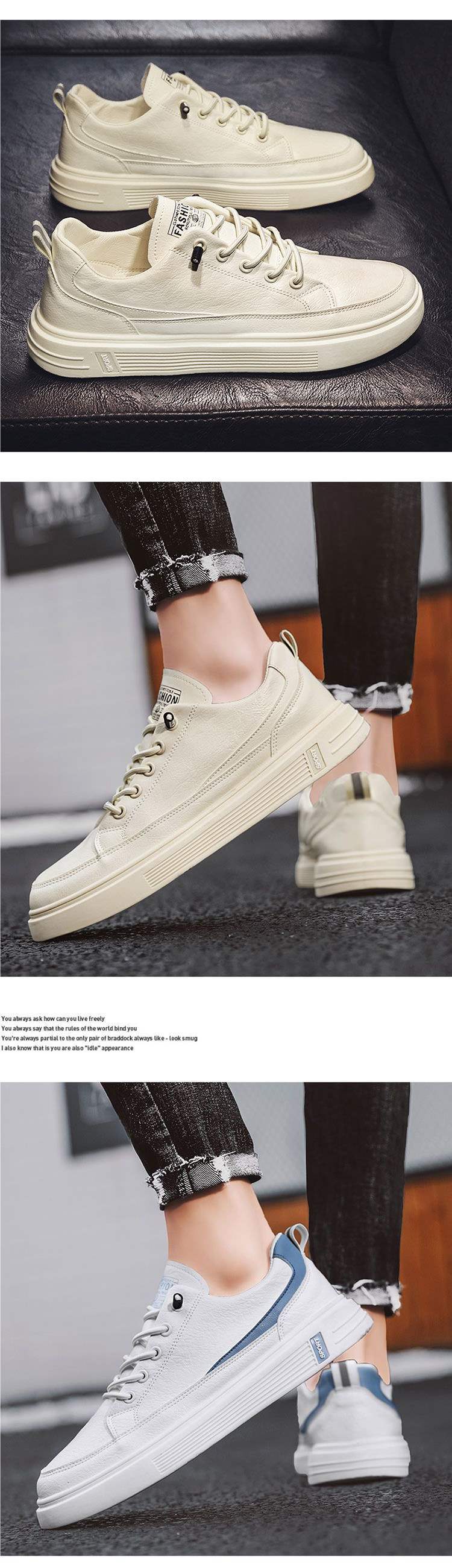 Summer Men's Shoes Spring and Autumn2025New Year's Casual Sports White Sneakers Men's Slip-On Leather Shoes Versatile Trendy Shoes