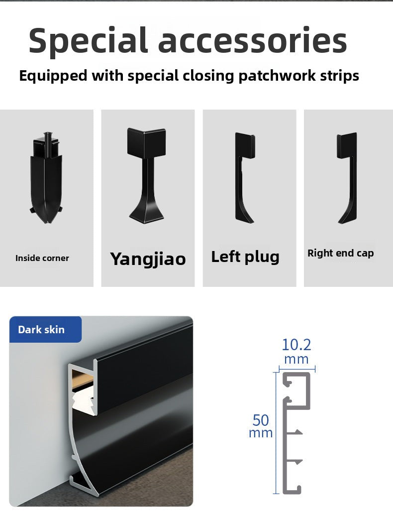 Aluminum alloy luminous baseboard, embedded luminous baseboard LED Aluminum alloy skirting board with light strip