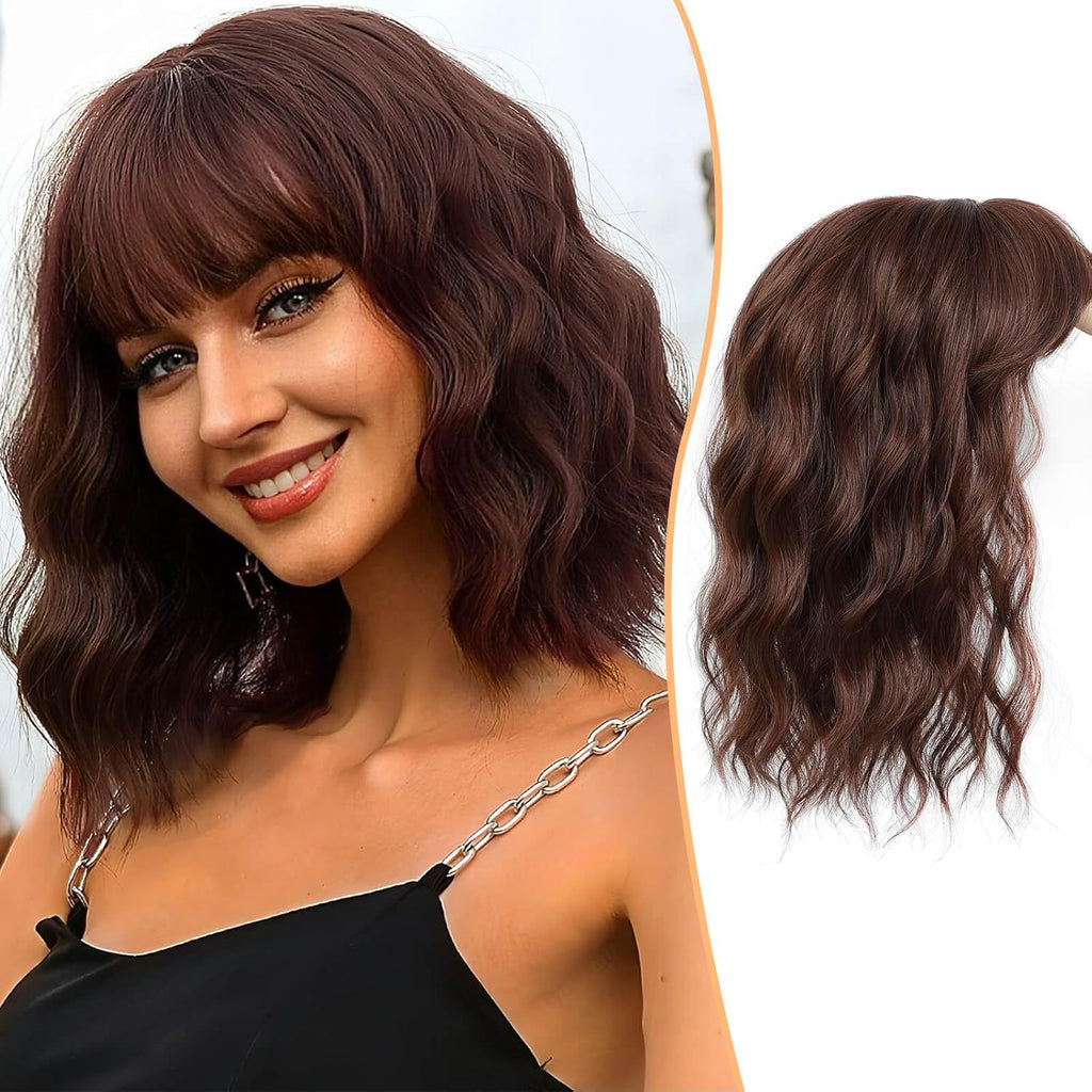141 Inch European and American Style Synthetic Hair Patch with Bangs to Cover Scalp, Hair Patch water topper