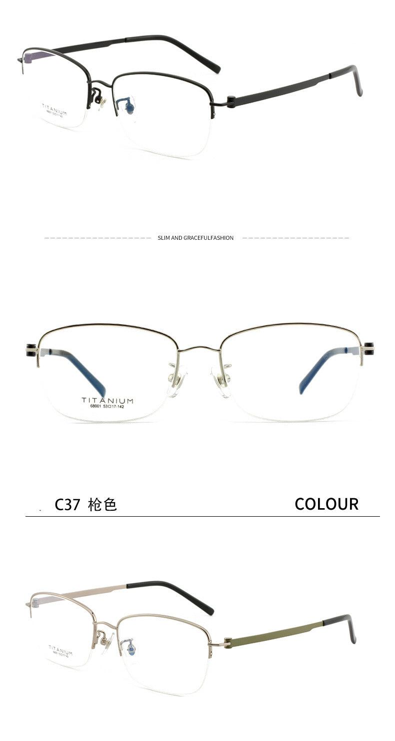 Men's Half Frame Glasses Men's Half Titanium Casual Glasses Frame Work Casual Universal Glasses Metal Frame Trendy Men's Lightweight