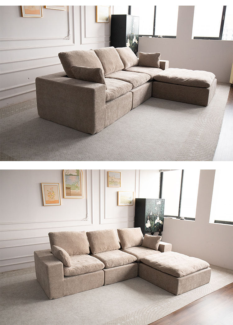Export Fabric Sofa Module Small Apartment Living Room Two or Three Seater Straight Row Retro Compressed Sofa