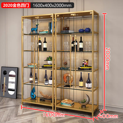 Simple Wine Cabinet Wall-Mounted Living Room Modern Simple Glass Storage Cabinet Home Storage Cabinet Light Luxury High-End Display Cabinet