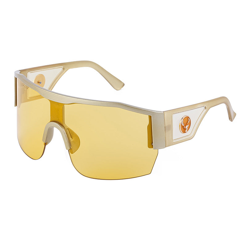 Y2K Millennium Integrated Cycling Sports Sunglasses for Women, European and American Style, Large Frame, Windproof, Half Frame Sunglasses