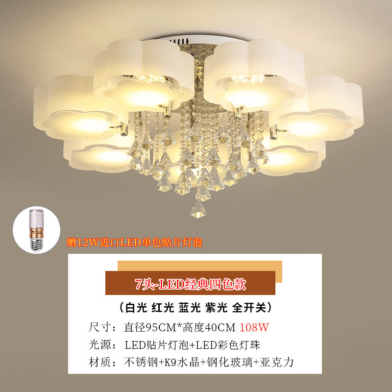 Living Room Lamp Crystal Lamp LED Ceiling Lamp Round Bedroom Lamp Simple Modern Elegant Home Dining Room Balcony Lighting