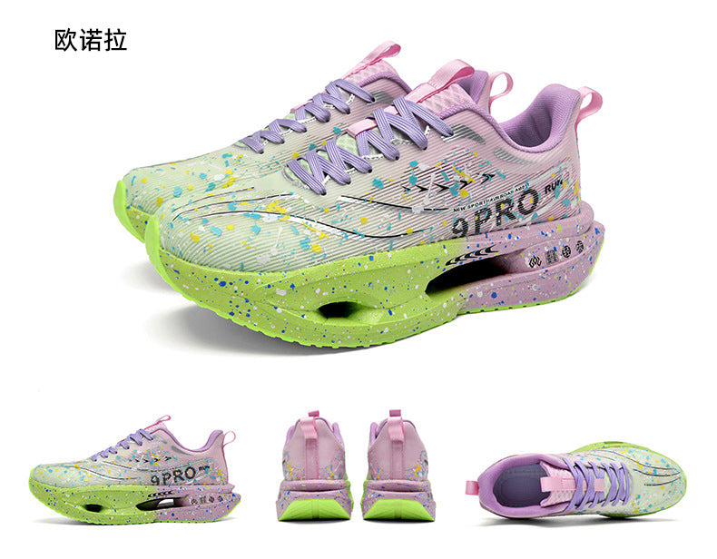 2025Autumn New Red Rabbit9Fluorescent Parent-Child Comfortable Sports Shoes High Elasticity Really Soft Sole Carbon Plate Wear-Resistant Running