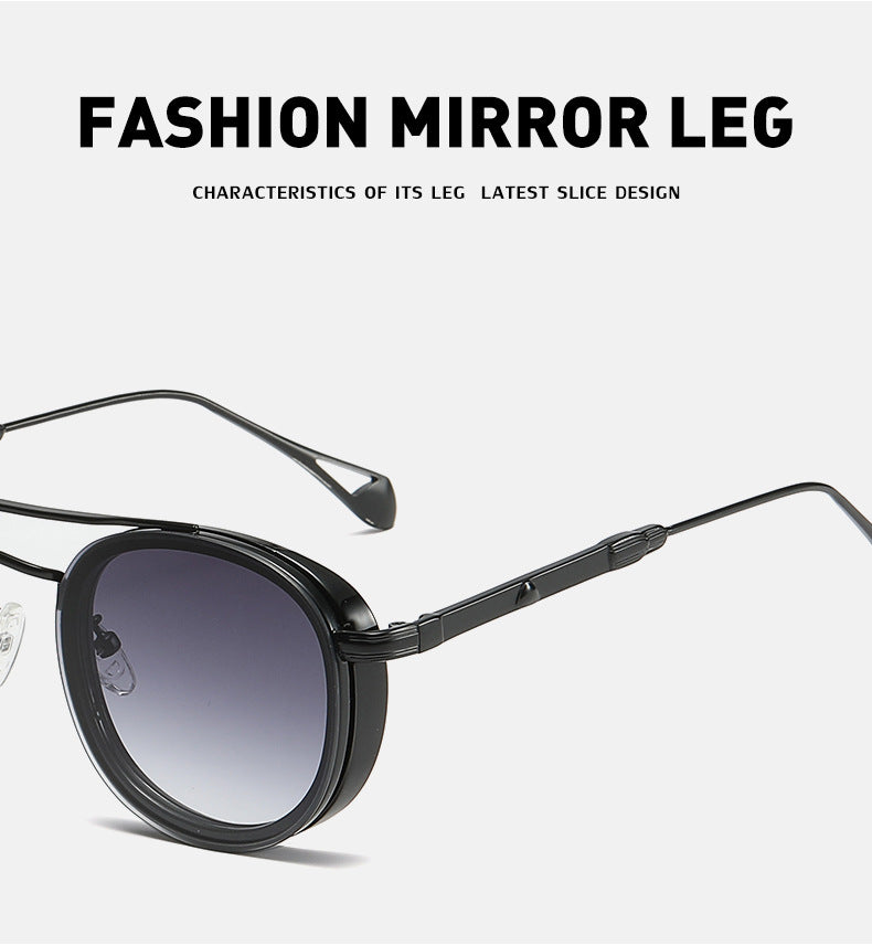 European and American Retro Oval Frame Sunglasses for Men, Side Wrap Small Frame Sunglasses for Women, Trendy Glasses Wholesale shades