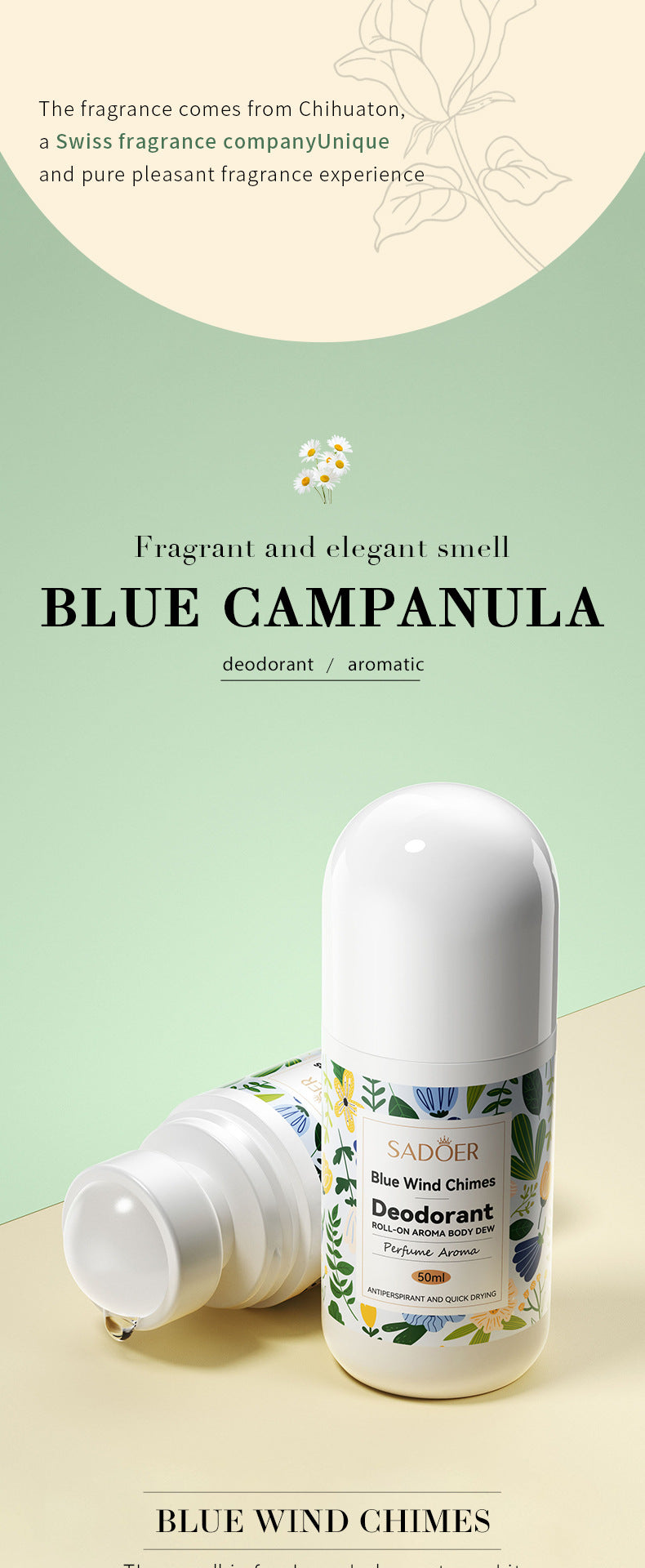 Full English Antiperspirant SADOER Lan Feng Ling Roll-On Deodorant Portable Long-Lasting Fragrance  Wholesale