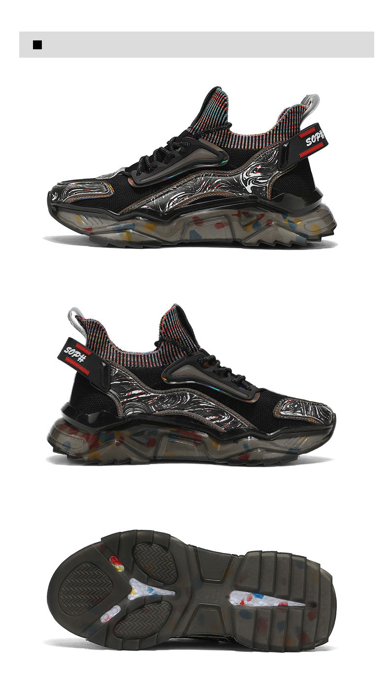 Men's Sports Shoes Autumn Non-Slip Wear-Resistant Running Shoes Versatile Youth Flyknit Breathable Mesh Shoes Retro Trendy Shoes