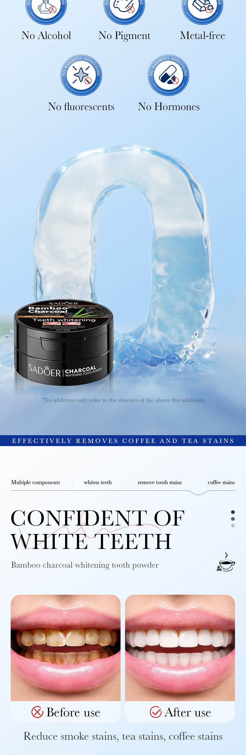 All English Tooth Powder60g SADOER Remove Tobacco Stains, Whiten Teeth, Clean Tartar, Strengthen Teeth Toothpaste  Wholesale