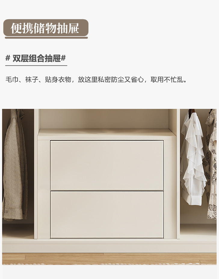 One Door to the Top Solid Wood Sliding Door Wardrobe Modern Simple Home Master Bedroom Sliding Door Large Wardrobe Cream Style