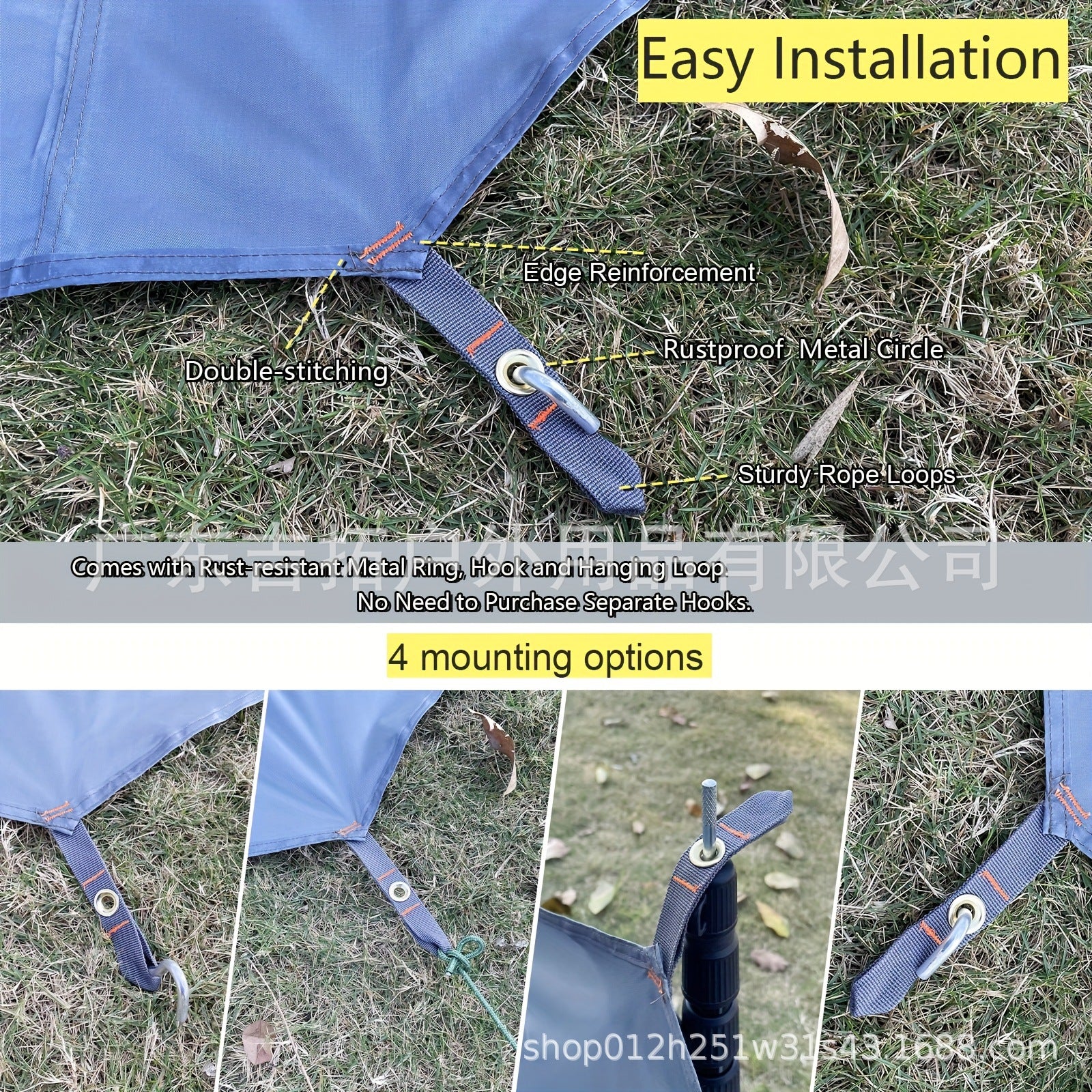 Camping Tent Hexagonal Ground Sheet Outdoor Camping Waterproof Moisture-Proof Oxford Ground Mat Multi-Functional Sunshade Curtain Picnic Mat