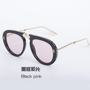 Diamond-Encrusted Foldable Sunglasses for Women Fashionable Internet Celebrity Style Sunglasses Artistic Bare-Faced Glasses Toad Glasses sunglasse