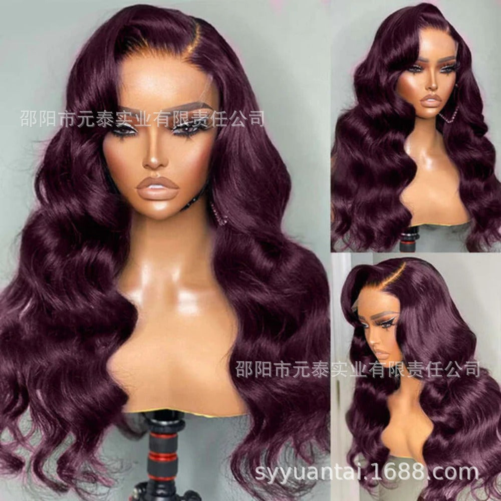 European and American Fashion Mixed Color Big Wave Synthetic Lace Front Wig Long Curly Wig Manufacturer Sale
