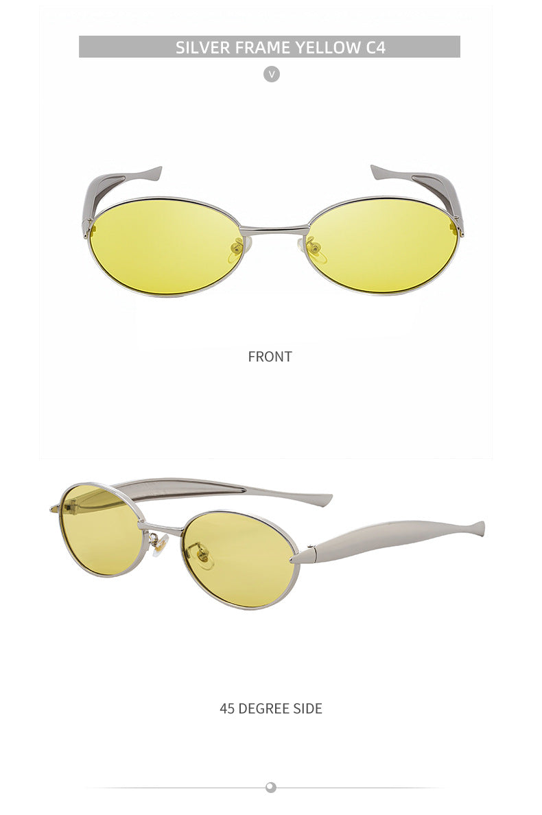 Oval Sunglasses for Women2025New European and American Style Personality Sunglasses with High-end Feel, Sun Protection, Trendy Fashion Glasses