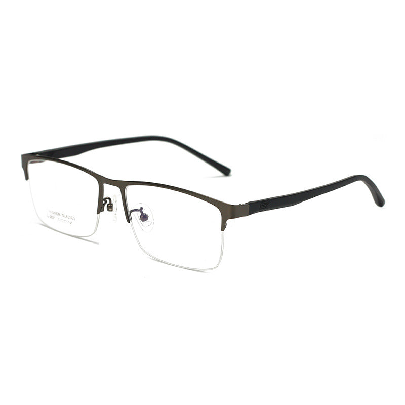 Men's Business Glasses Frame Large Size Men's Steel Half Frame Glasses Eye Protection Thin Frame Big Face Lightweight Metal Frame