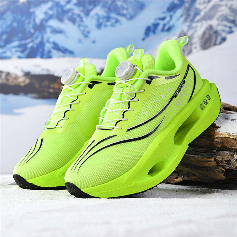 Red Rabbit9pro Winter New Thickened Fleece Warm Men and Women Sports Twist Button Real Carbon Plate Soft Sole Running Shoes