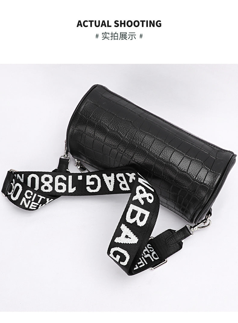 Crocodile Pattern Single Shoulder Women's Bag Trendy Fashion Crossbody Bag Niche Versatile Personality Mini Cylinder Underarm Women's Bag
