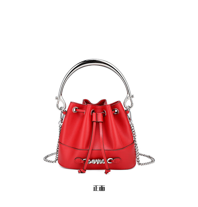 European and American Style Bucket Bag High-Quality Texture Fashion Women's Bag Drawstring Handbag Niche Versatile Shoulder Crossbody Bag for Women