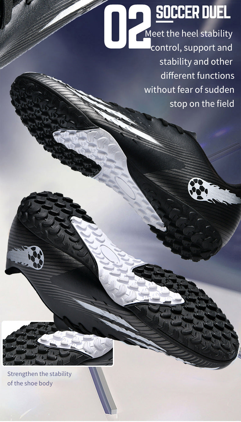 Gold-Plated Sole Men's Football Shoes with Studded Spikes AG Long Spike Shoes for Older Children, Middle and High School Students, Adults, Competition Training Sports Shoes