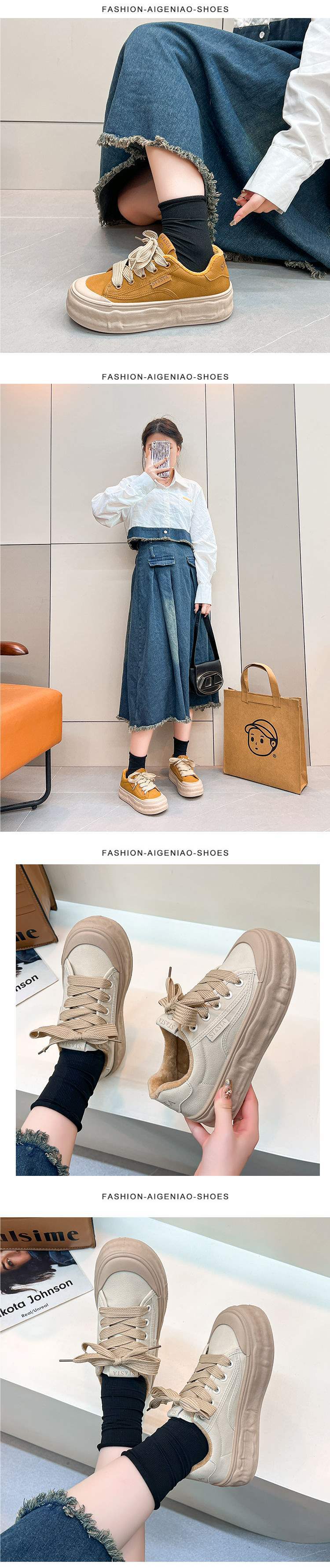 Women's White Sneakers2025New Spring and Autumn Trendy Casual Versatile Platform Thick-Soled Loafers